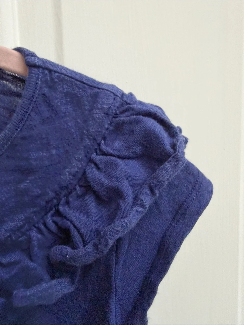 Carter's Girls 4 5 Navy Blue Ruffle-Trim Short Sleeve Tee Shirt Top Blouse